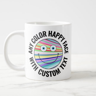 Elke aangepaste kleur achtergrond tekst Happy Face Extra Grote Beker