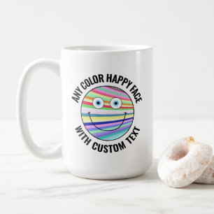 Elke aangepaste kleur achtergrond tekst Happy Face Koffiemok