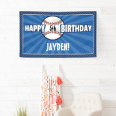 Elke Age Blue Baseball Birthday Banner (Insitu)