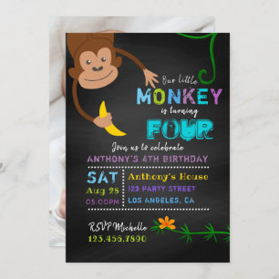 Elke Age Chalkboard Little Monkey Boy Kaart