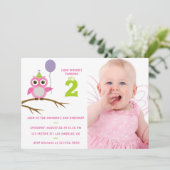 Elke Age Cute Owl Baby of Toddler Girl Birthday Kaart (Staand voorkant)