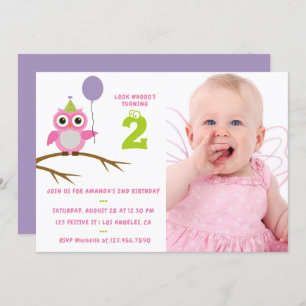 Elke Age Cute Owl Baby of Toddler Girl Birthday Kaart