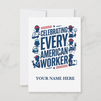 Elke Amerikaanse Werknemer Vieren Dag van de Arbei Bedankkaart