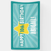 Elke Blauwgroen Aqua Blue Birthday Banner van de A (Verticaal)