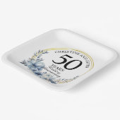 Elke bruiloft (50) Elegant Blauw Bloemen Jubileum Papieren Bordje (Gebogen)