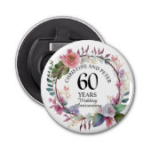 Elke bruiloft (60) Elegante Bloemen Jubileum gunst Button Flesopener (Voorkant)