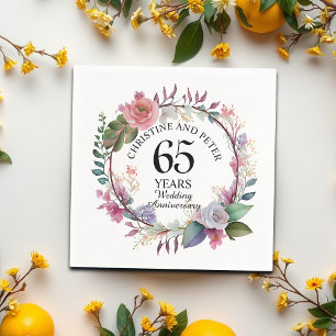 Elke bruiloft (65) Elegant Floral Jubileum Servet