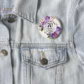 Elke bruiloft (70) Goud Lijst Rozen Jubileum Ronde Button 5,7 Cm (In situ)