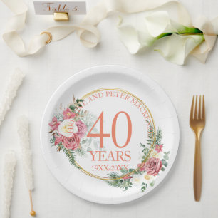 Elke bruiloft Blush Rozen Jubileum Papieren Bordje