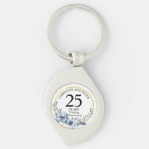 Elke bruiloft Elegant Blauw Bloemen Jubileum Sleutelhanger