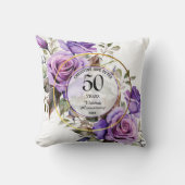 Elke bruiloft gouden Lijst Paarse Rozen Jubileum Kussen (Voorkant)