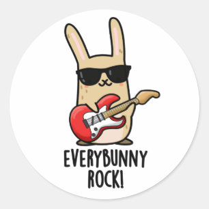 Elke Bunny Rock Funny Animal Rabbit Pun Ronde Sticker