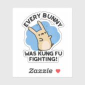 Elke Bunny was Kung Fu die tegen Funny Rabbit Pun Sticker (Vel)