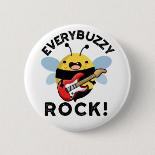 Elke Buzzy Rock Funny Music Bee Pun Ronde Button 5,7 Cm