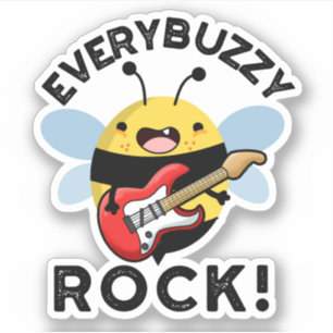 Elke Buzzy Rock Funny Music Bee Pun Sticker