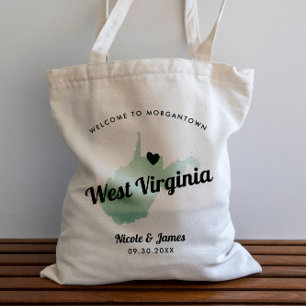Elke Color West Virginia Map Wedding Welcome Bag, Tote Bag