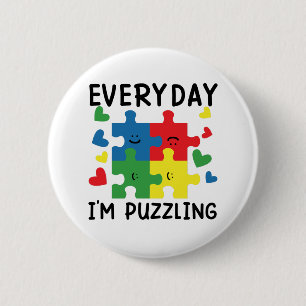 Elke dag ben ik Puzzling Funny Autism Awareness Ronde Button 5,7 Cm