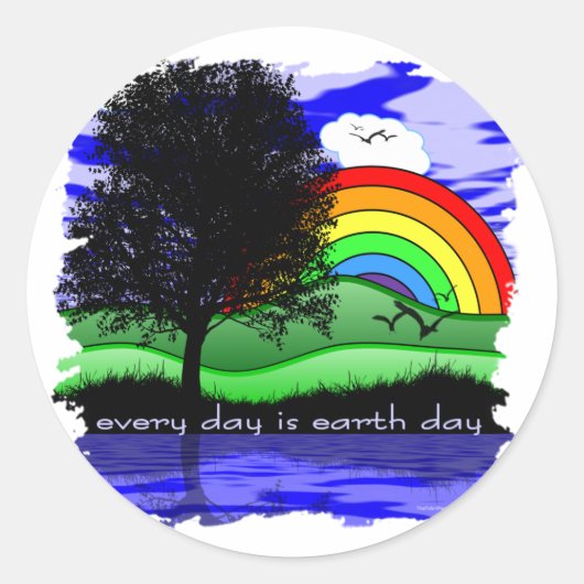 Elke Dag is Aardedag Ronde Sticker (Voorkant)