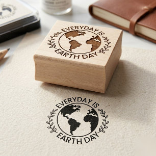 Elke Dag Is Aardedag - Vintage Groen Aardeliefhebb Rubberstempel