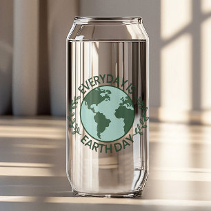 Elke Dag Is Aardedag - Vintage Groene Aarde Liefhe Blikvorm Glas