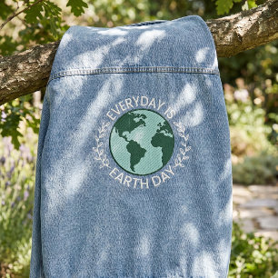 Elke Dag Is Aardedag - Vintage Groene Aarde Liefhe Denim Jacket
