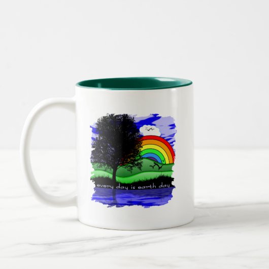 Elke dag is de Dag van de Aarde Tweekleurige Koffiemok (Links)