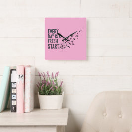 Elke Dag Is Een Nieuwe Start Wandklok Vierkante Klok