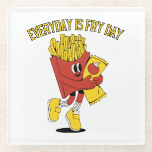 Elke Dag Is Friet Dag Glazen Onderzetter