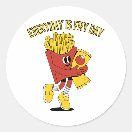 Elke dag is Fry Day Ronde Sticker (Voorkant)
