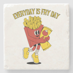 Elke dag is Fry Day Stenen Onderzetter