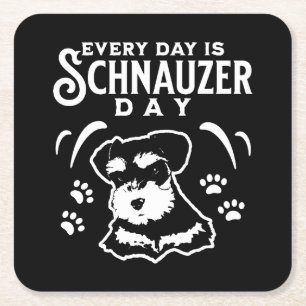Elke dag is het Schnauzer Day Vierkante Kartonnen Onderzetter
