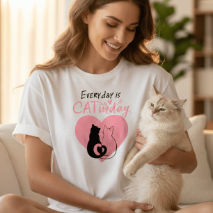 Elke Dag is POEsdag Mooie Hart Staartjes Kat Liefh T-shirt