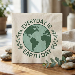 Elke Dag Is Wereldmilieudag - Vintage Groene Aarde Servet