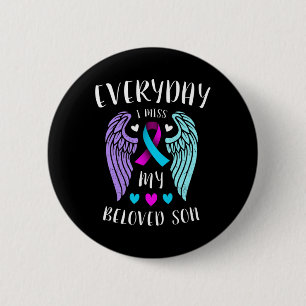 Elke dag juf ik mijn vermoeide zoon - zelfmoordbew ronde button 5,7 cm