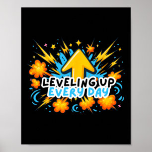 Elke Dag Level Omhoog Ck T-shirt Gamer Jongen Poster