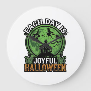 Elke Dag Vrolijke Halloween Spokenhuis Heks Kat Grote Klok