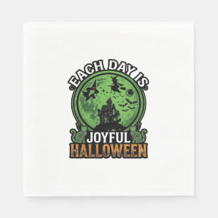 Elke Dag Vrolijke Halloween Spokenhuis Heks Kat Servet