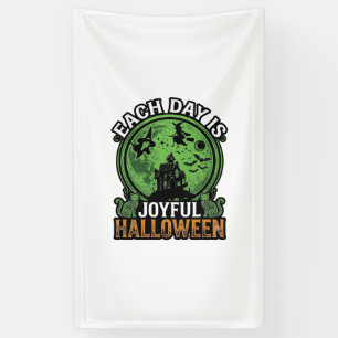 Elke Dag Vrolijke Halloween Spokenhuis Heks Kat Spandoek