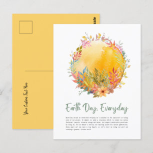 Elke dag worden er gele bladeren en bloemen op de  briefkaart