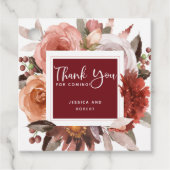 Elke evenement,Bordeaux en Blush Bloemige Dankjewe Bedankjes Labels (Voorkant)