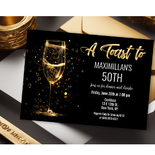 Elke evenement zwart en gouden wijn glas kaart