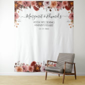 Elke Event Roze en Bordeauxkleurig Bloemmotief Fot Wandkleed (In situ)