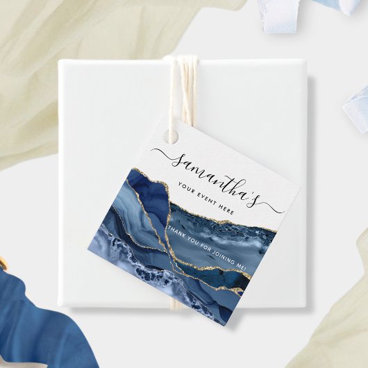 Elke gebeurtenis, elegante blauw agaat en goudkoor bedankjes labels