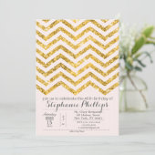 ELKE GEBEURTENIS - Gold Blush Glitter Invitation Kaart (Staand voorkant)