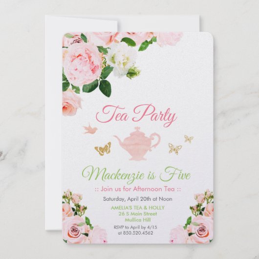 ELKE GEBEURTENIS - uitnodiging van Floral Tea Part (Voorkant)