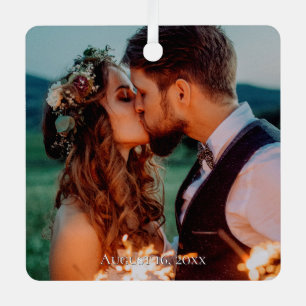 Elke gepersonaliseerde gedateerde foto  metalen ornament