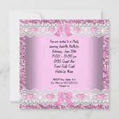 Elke Glitter Pink Lace Heart Silver Kaart (Achterkant)