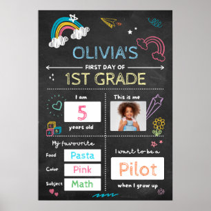 Elke graad zwart schoolbord eerste dag van school poster