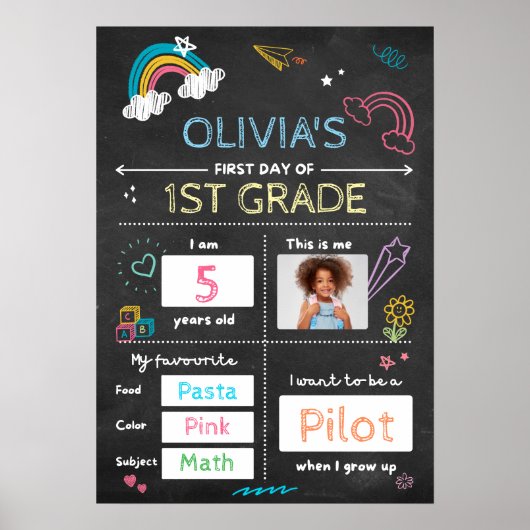 Elke graad zwart schoolbord eerste dag van school poster (Voorkant)