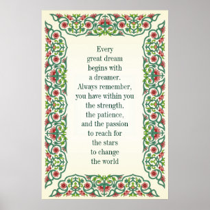 Elke grote droom begint met een dromer QUOTE Poster